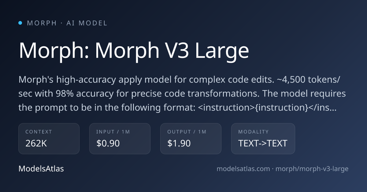 Morph: Morph V3 Large pricing, context window, and capabilities ...